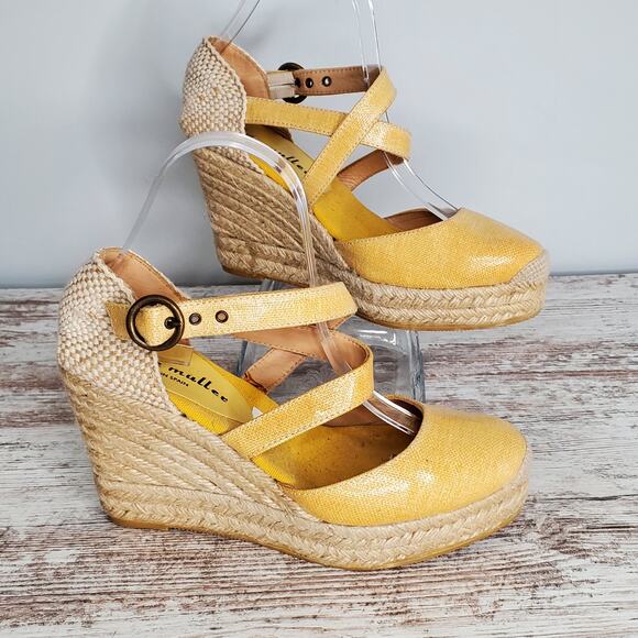 Bettye Muller Strappy Canvas Espadrille Wedge 39 - Picture 3 of 7